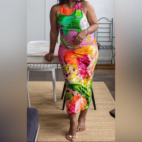 DRESSED IN JOY Whitney Racer Back Tank Dress - Spring Dream SIZE: MEDIUM - Picture 3 of 11